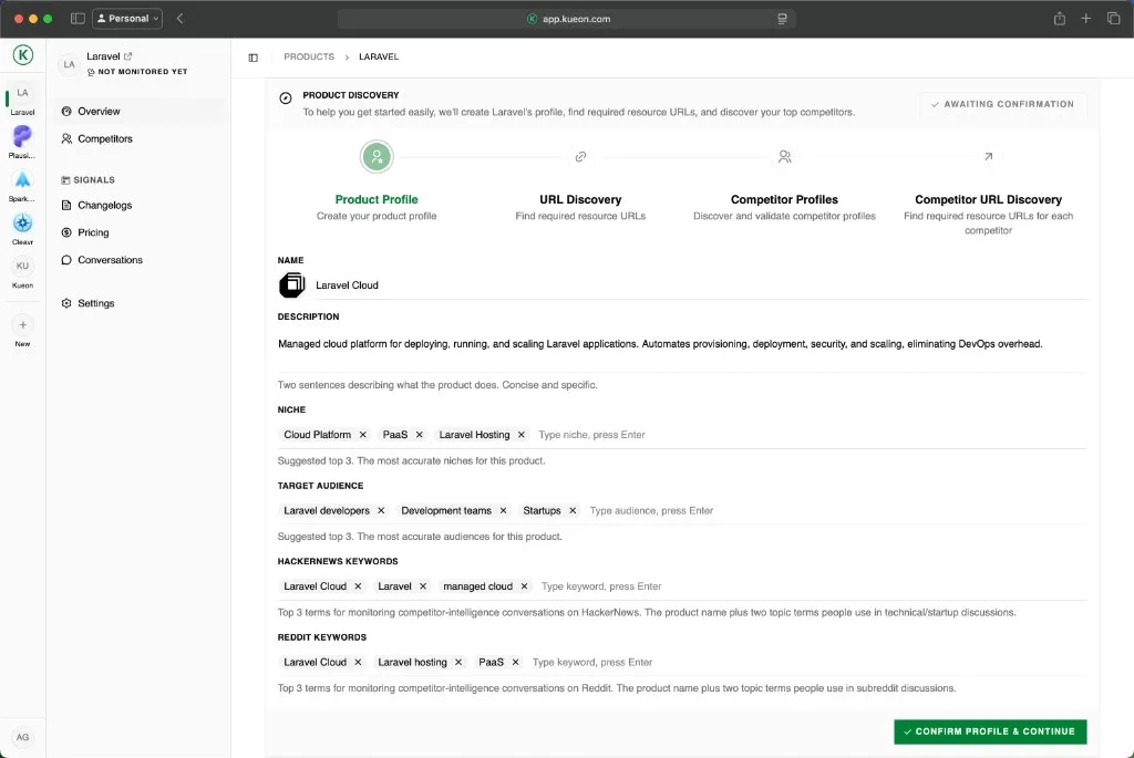 Product onboarding - Kueon